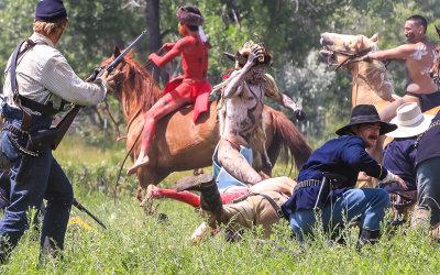 Lakota Warrior White Bull breaks through the 7th Cavalry skirmish line at the Battle of the Little Bighorn