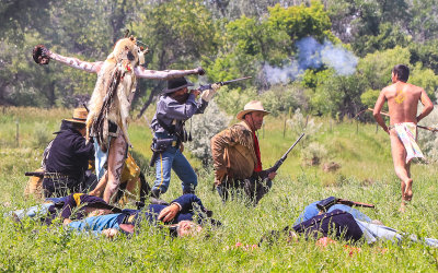 The battle rages on as the 7th Cavalry is overwhelmed at the Battle of the Little Bighorn