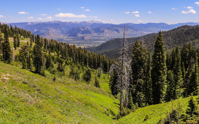 Jackson Hole as seen from Jackson Pass in Jackson Hole Wyoming 