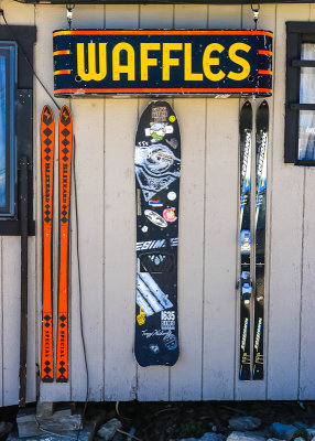 Waffles and skis in Jackson Hole Wyoming
