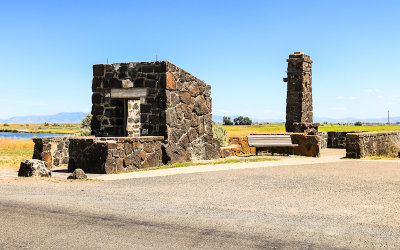 Military Police Building and Reception Center ruins in Minidoka National Historic Site