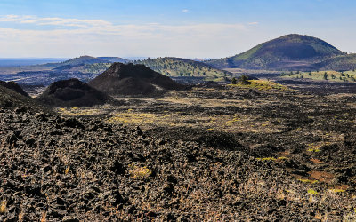 Spatter Cones and Big Cinder Butte viewed from along the North Crater Trail in Craters of the Moon National Monument