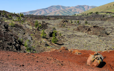 Pioneer Mountains viewed over the North Crater Lava Flow from along the North Crater Flow Trail in Craters of the Moon National 