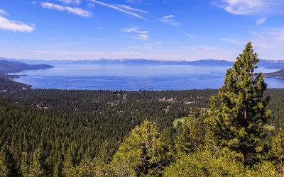 View across Lake Tahoe from the Mt. Rose Lookout on the Nevada side of Lake Tahoe