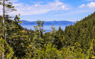 Lake Tahoe in the distance from the Spooner Summit in Lake Tahoe