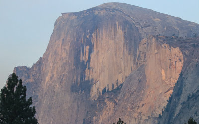 Half Dome in Yosemite Valley during the 2018 Ferguson Fire in Yosemite National Park