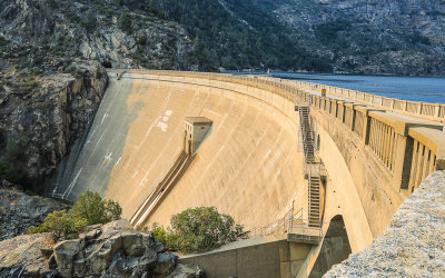 The OShaughnessy Dam and the Hetch Hetchy Reservoir in Yosemite National Park