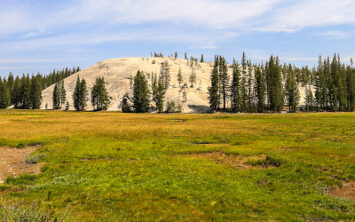 Pothole Dome on the edge of the Tuolumne Meadows along the Tioga Road in Yosemite National Park