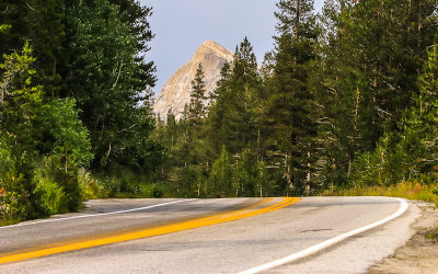 A granite peak viewed over the Tioga Road in Yosemite National Park