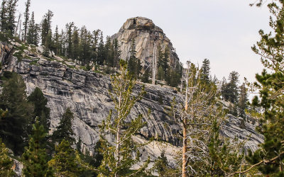 Granite dome high over the Tioga Road in Yosemite National Park