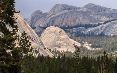 View of Polly Dome (left), Pywiack Dome and Medlicott Dome from Olmsted Point along the Tioga Road in Yosemite National Park