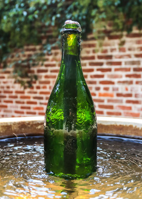 Champagne bottle used in the fountain at the Korbel Champagne Cellars