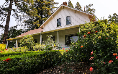 Korbel house made from a single redwood tree at the Korbel Champagne Cellars