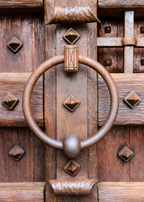 Large door knocker at the Castello di Amorosa Winery in Napa Valley