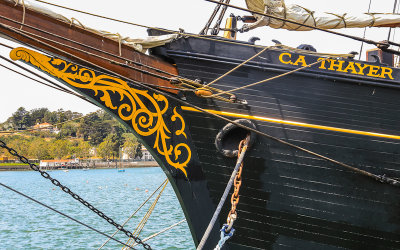 Detail of the C.A. Thayer in San Francisco Maritime NHP