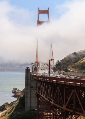 Fog over the Golden Gate Bridge in Golden Gate National Recreational Area