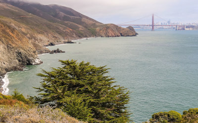 The Marin Headlands and the Golden Gate Bridge in Golden Gate National Recreational Area