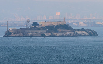Alcatraz Island as seen from the Marin Headlands in Golden Gate National Recreational Area
