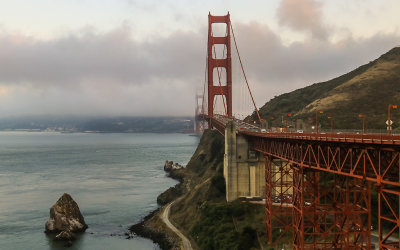 The Golden Gate Bridge from the Marin Headlands in Golden Gate National Recreational Area