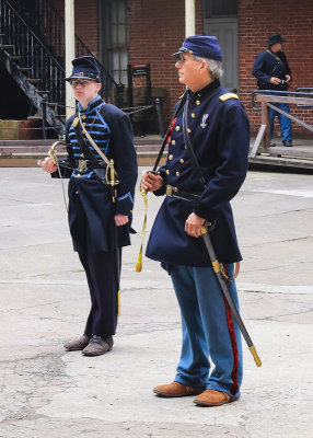 Commander in front of his troops in Fort Point National Historic Site