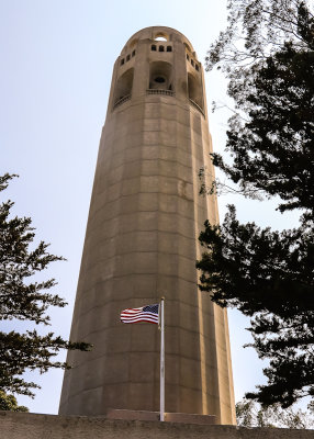 View of Coit Tower from its base in San Francisco