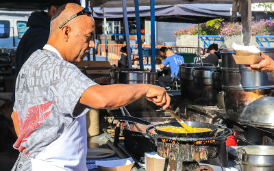 Food preparation at the Farmers Market