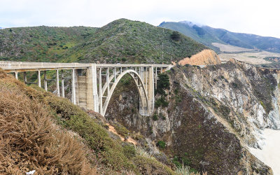 Approach to the Bixby Bridge, built in 1932, along California Highway 1 