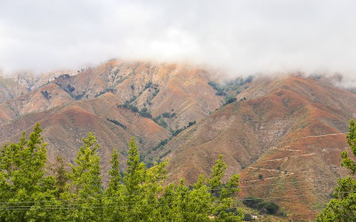 Fog over the mountains near Big Sur along California Highway 1