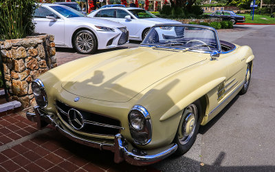 Mercedes parked at The Lodge at Pebble Beach along the 17 Mile Drive - Pebble Beach
