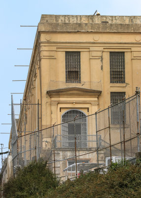Fences around an entrance to the cellhouse on Alcatraz Island