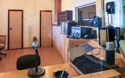 Guards prison command post in the cellhouse on Alcatraz Island