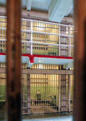 View from inside a cell looking out in the cellhouse on Alcatraz Island