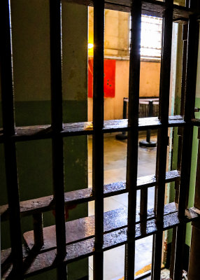 View from solitary confinement cell number 10 in the cellhouse on Alcatraz Island