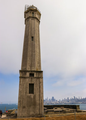 The lighthouse overlooking San Francisco on Alcatraz Island