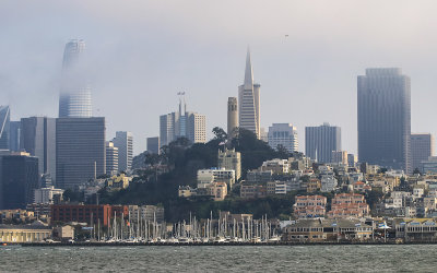 View of San Francisco from the tour boat returning from Alcatraz Island