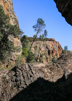 View from the talus cave along the Bear Gulch Cave Trail in Pinnacles National Park