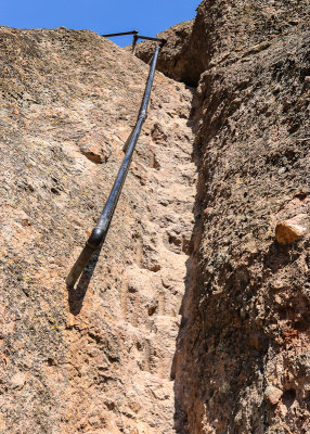 Steep and narrow passage with toeholds along the High Peaks Trail in Pinnacles National Park