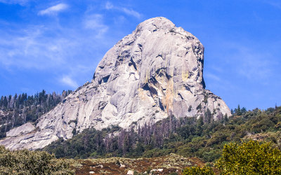 Moro Rock, a granite dome, as seen from along the Generals Highway in Sequoia National Park