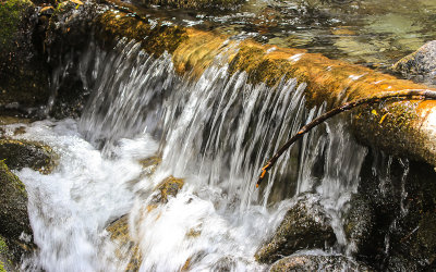 Water cascading over rock in the Mineral King Valley in Sequoia National Park