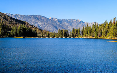 Looking across Hume Lake in Giant Sequoia National Monument