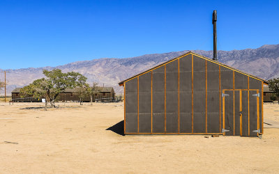 View of Block 14 with latrine in the foreground in Manzanar National Historic Site
