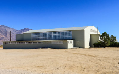 Camp Auditorium and current Visitor Center in Manzanar National Historic Site
