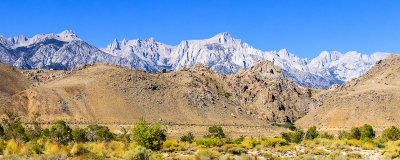 Mt. Langley, Mt. Corcoran, Mt. LeConte, Lone Pine Peak, Mt. Whitney (14,494 ft) and Mt. Russell (14,086 ft) along the Eastern Si