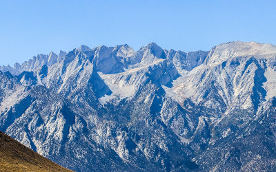 Mt. Whitney (left) and the jagged Eastern Sierras