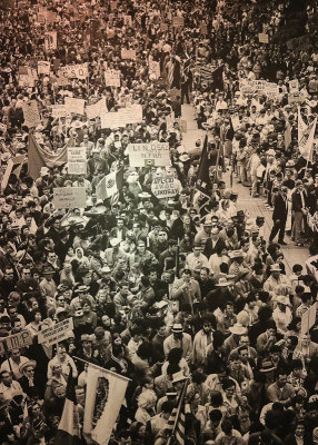 Image of UFWA protesters marching on Sacramento in April 1966 in Cesar E. Chavez National Monument