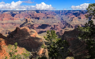 Buddha Temple (left center) and Bright Angel Canyon from near the Bright Angel Trailhead along the South Rim in Grand Canyon NP