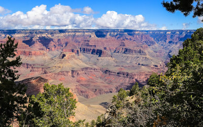 Buddha Temple (center) as seen from the Rim Trail along the South Rim in Grand Canyon NP