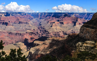 Bright Angel Canyon and Zoroaster Temple (right) from along the South Rim in Grand Canyon NP