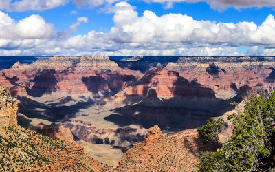 Isis Temple (center) as seen from along the South Rim in Grand Canyon NP