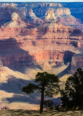 Zoroaster Temple as seen from near the Bright Angle Trailhead along the South Rim in Grand Canyon NP